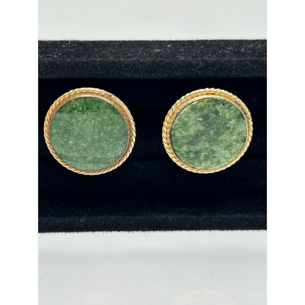 Hayward Marked 12kt Gold Filled Cufflinks with Green Stone